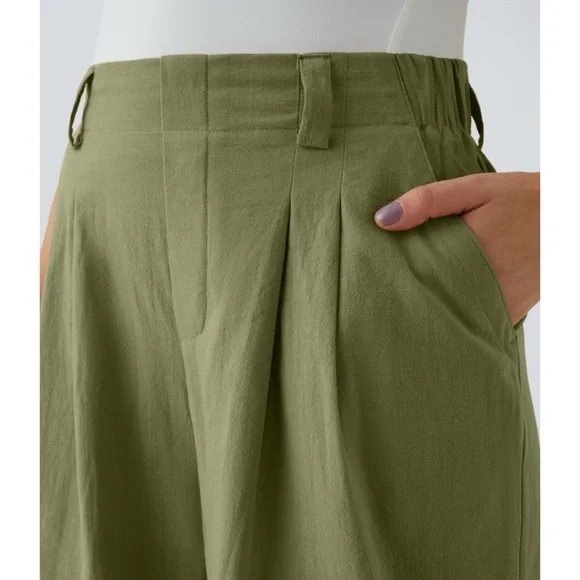 NWT Halara High Waisted Wide Leg Flowy Palazzo Casual Linen-Feel Pants - Picture 2 of 11